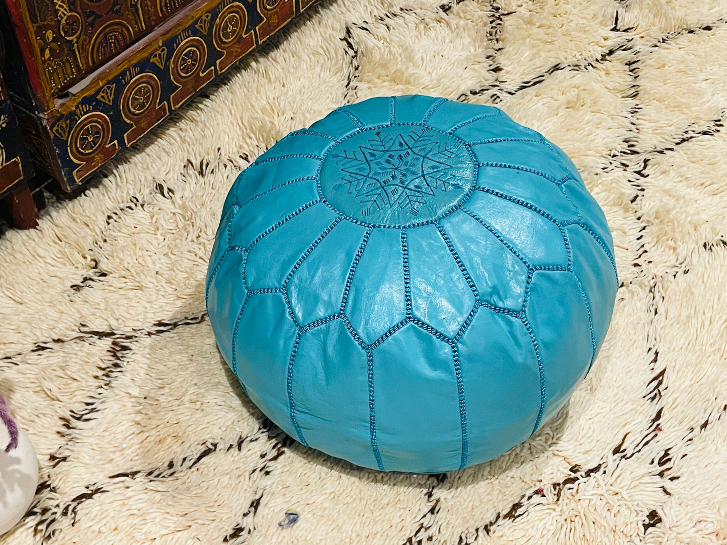 Moroccan POUF - Leather Pouf Ottoman Pouf Morrocan Leather Pouf Moroccan Pouffe