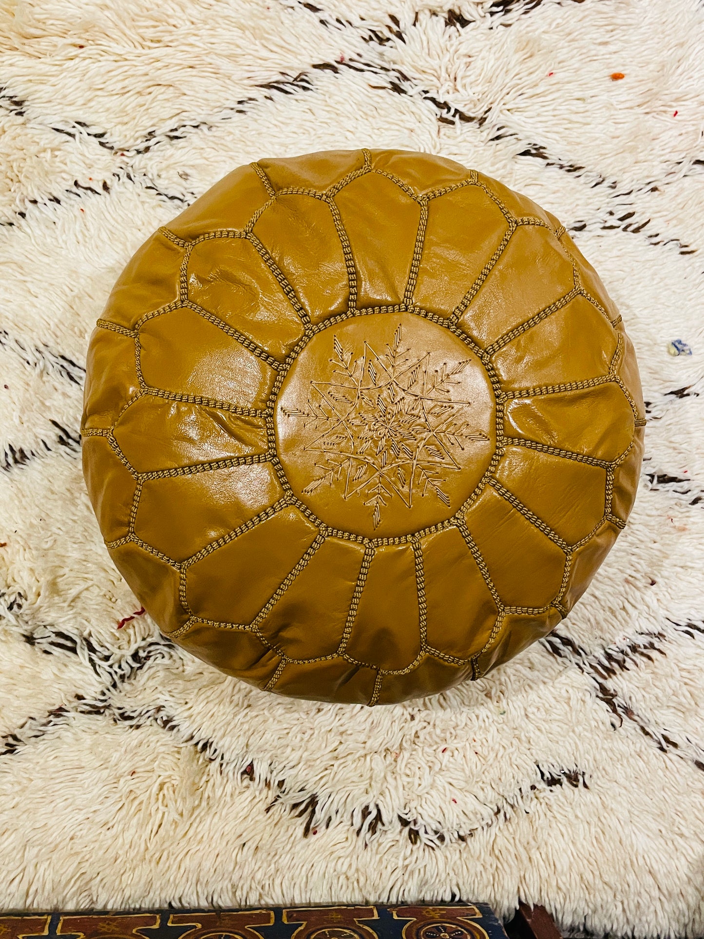 Moroccan POUF - Leather Pouf Ottoman Pouf Morrocan Leather Pouf Moroccan Pouffe