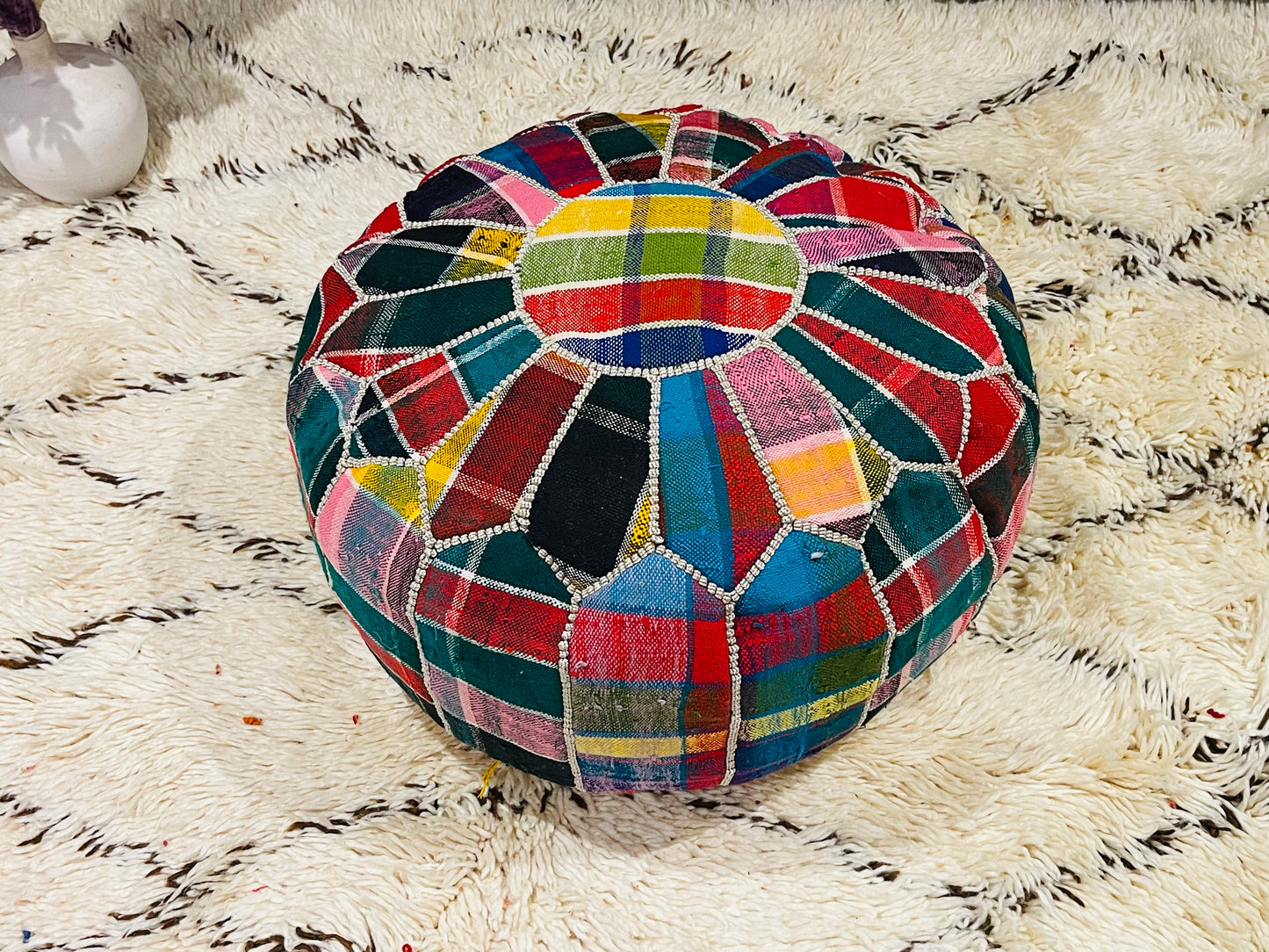 Moroccan POUF - Leather Pouf Ottoman Pouf Morrocan Leather Pouf Moroccan Pouffe
