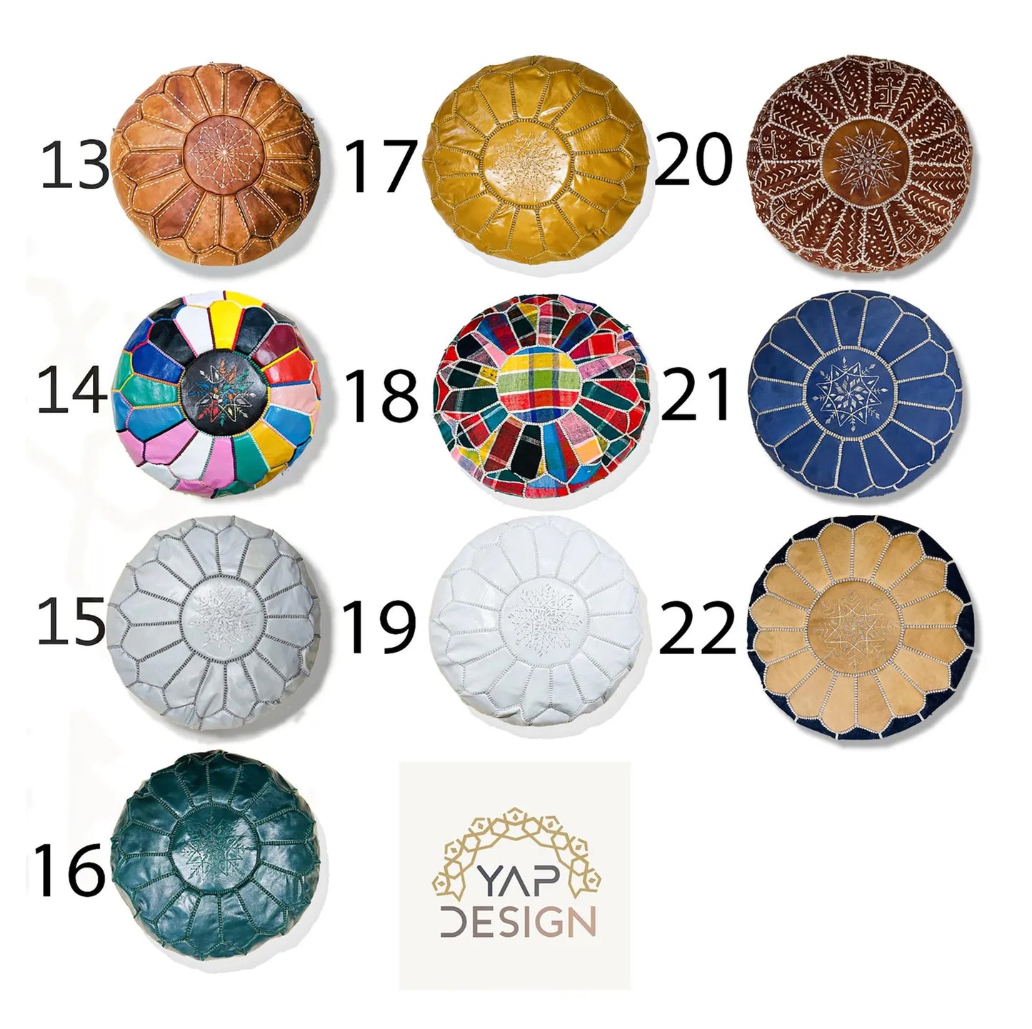Moroccan POUF - Leather Pouf Ottoman Pouf Morrocan Leather Pouf Moroccan Pouffe