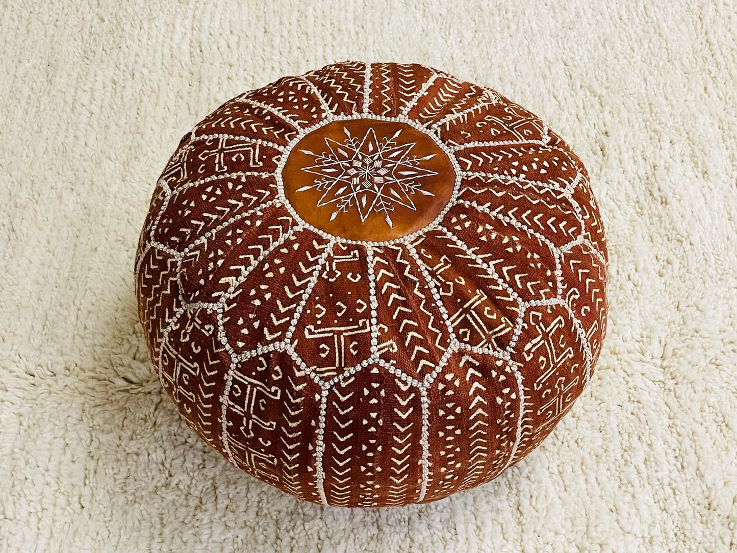 Moroccan POUF - Leather Pouf Ottoman Pouf Morrocan Leather Pouf Moroccan Pouffe