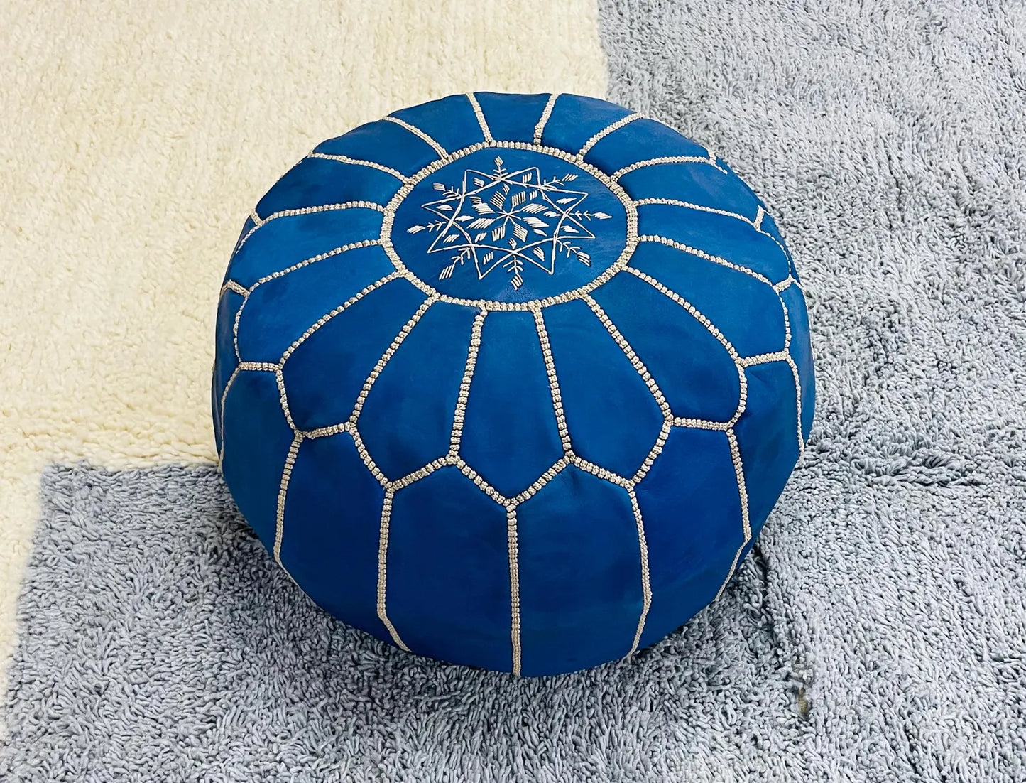 Moroccan POUF - Leather Pouf Ottoman Pouf Morrocan Leather Pouf Moroccan Pouffe