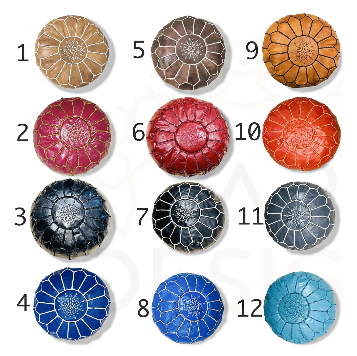 Moroccan POUF - Leather Pouf Ottoman Pouf Morrocan Leather Pouf Moroccan Pouffe