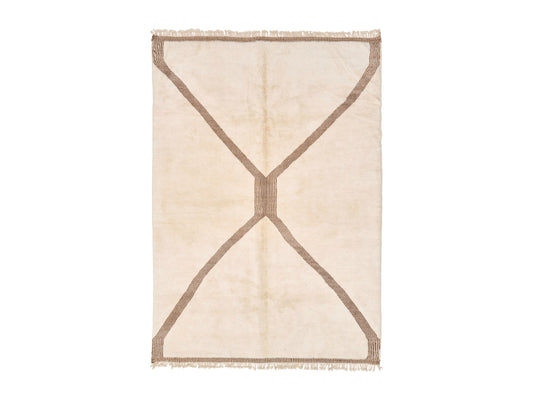 Handmade Beige Wool Rug with Modern Brown Line Pattern – Minimalist Area Rug, Contemporary Boho Accent, Cozy Neutral Decor
Description:
Enhance your space with this handmade wool rug, featuring a unique brown line design on a soft beige background. This minimalist rug is perfect for adding a touch of modern elegance to any room, fitting seamlessly into boho, contemporary, or Scandinavian-inspired decor. Crafted from natural wool, it offers both durability and warmth, ideal for creating a cozy atmosphere in 
