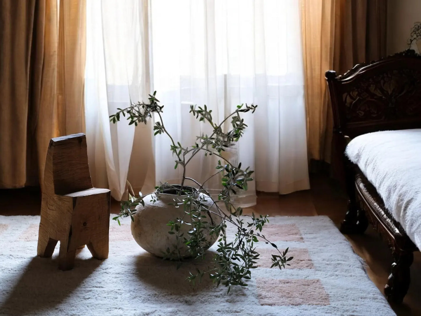 Beni Ourain rug handmade Moroccan rug wool Berber carpet blush pink decor neutral home styling artisanal Moroccan rugs geometric boho rug.
Handwoven Moroccan Beni Ourain wool rug with a blush pink geometric border on an ivory base perfect for cozy interiors.